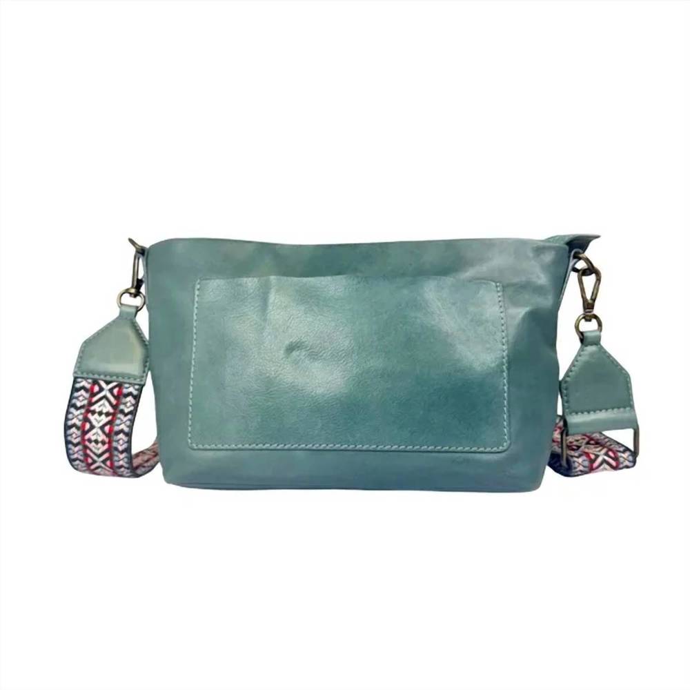 Latico Blue/Green Shoulder Bag with Patterned Strap